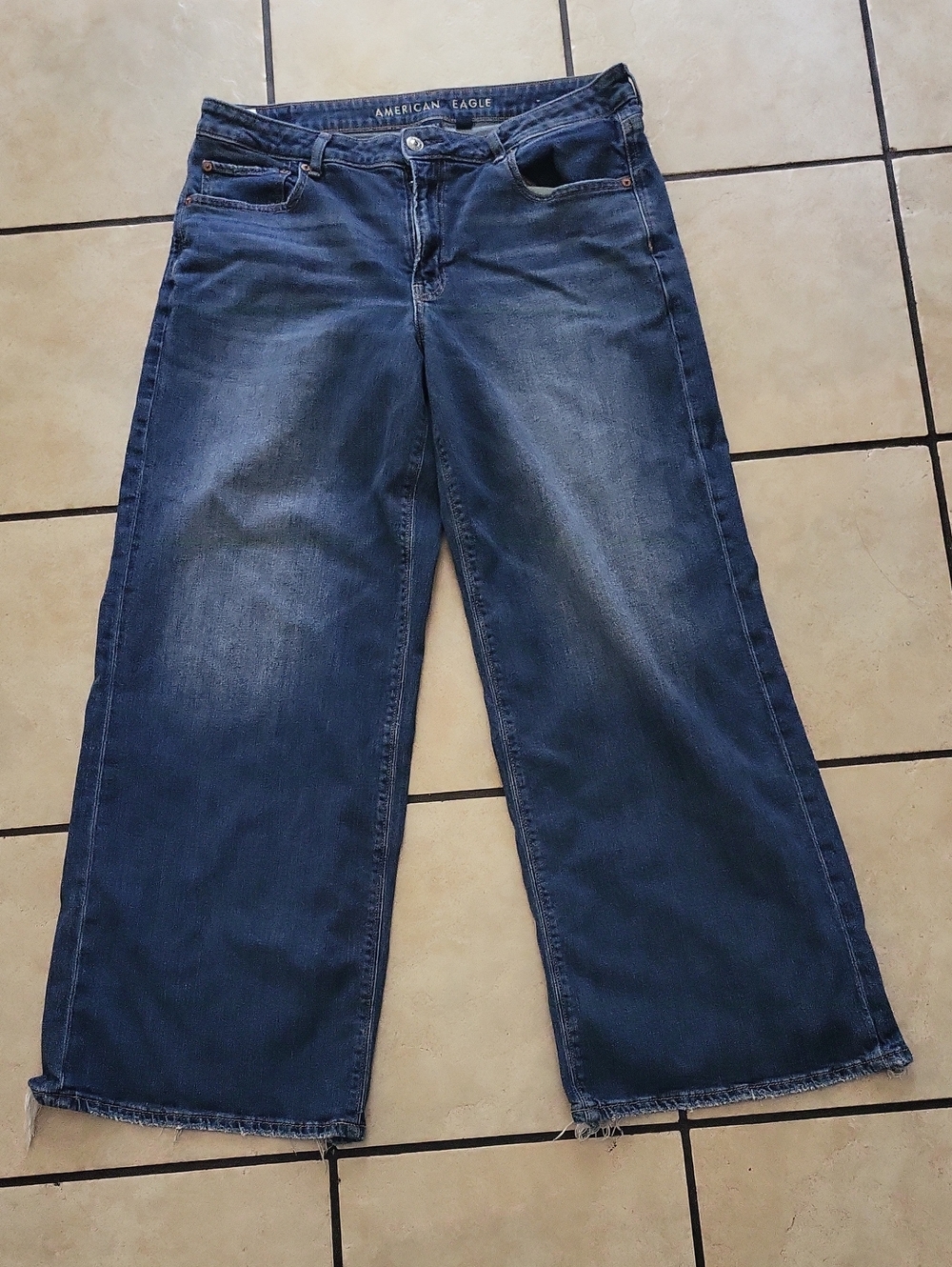 American Eagle Wide Leg Jeans Blue Waist 12